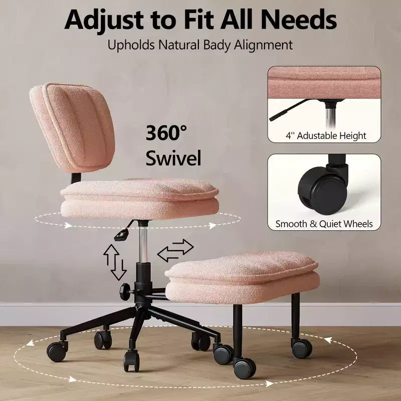TYBOATLE Chaise de Bureau Croisée avec Ottomane, Chaise de Méditation Pivotante sans Accoudoirs, Chaise Large Croisée pour Bureau à Domicile et Coiffeuse