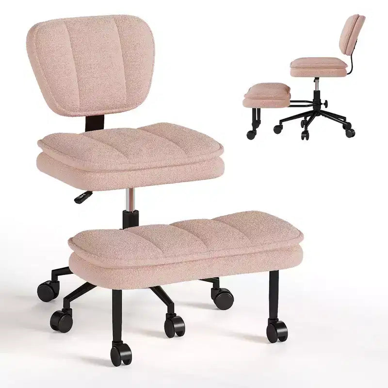 TYBOATLE Chaise de Bureau Croisée avec Ottomane, Chaise de Méditation Pivotante sans Accoudoirs, Chaise Large Croisée pour Bureau à Domicile et Coiffeuse