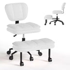 TYBOATLE Chaise de Bureau Croisée avec Ottomane, Chaise de Méditation Pivotante sans Accoudoirs, Chaise Large Croisée pour Bureau à Domicile et Coiffeuse