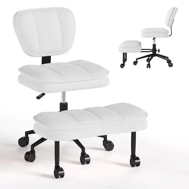 TYBOATLE Chaise de Bureau Croisée avec Ottomane, Chaise de Méditation Pivotante sans Accoudoirs, Chaise Large Croisée pour Bureau à Domicile et Coiffeuse