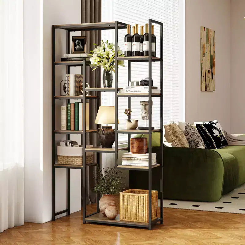 Étagère Gymax 71 po avec 12 tablettes ouvertes, dispositif anti-basculement pour salon, bureau à domicile