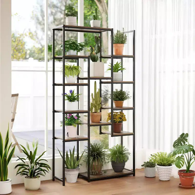 Étagère Gymax 71 po avec 12 tablettes ouvertes, dispositif anti-basculement pour salon, bureau à domicile
