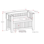 Banc de rangement transitionnel en bois massif de 91 cm de large pour petite entrée, modèle Normandy