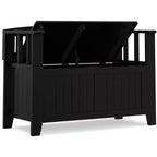 Banc de rangement transitionnel en bois massif de 91 cm de large pour petite entrée, modèle Normandy