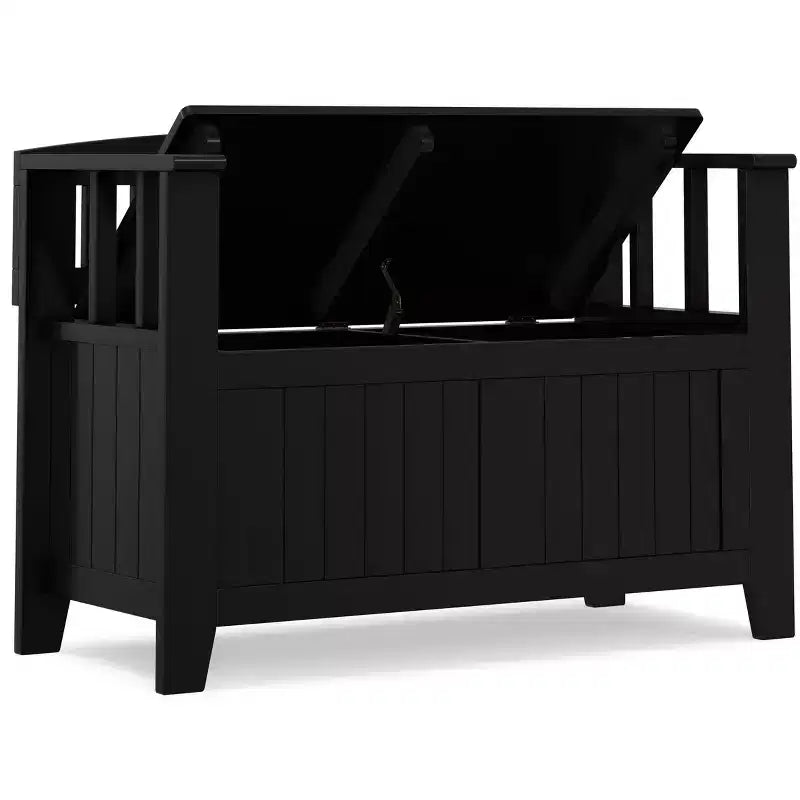 Banc de rangement transitionnel en bois massif de 91 cm de large pour petite entrée, modèle Normandy