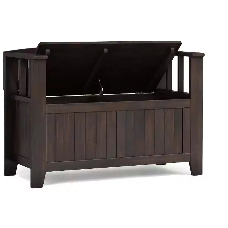Banc de rangement transitionnel en bois massif de 91 cm de large pour petite entrée, modèle Normandy