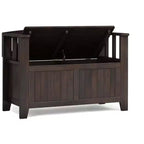 Banc de rangement transitionnel en bois massif de 91 cm de large pour petite entrée, modèle Normandy