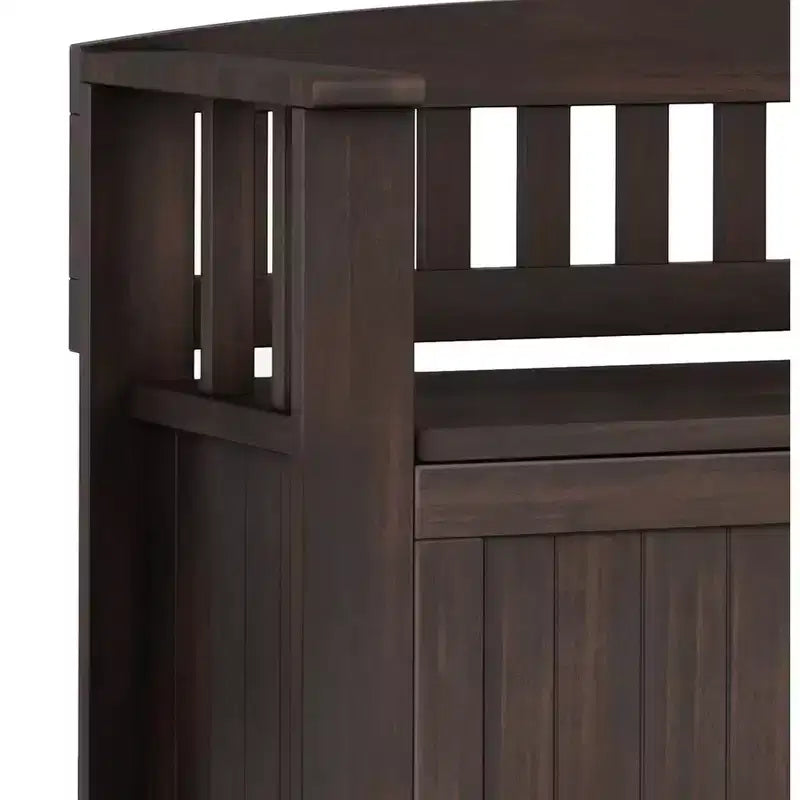 Banc de rangement transitionnel en bois massif de 91 cm de large pour petite entrée, modèle Normandy