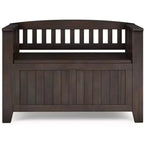 Banc de rangement transitionnel en bois massif de 91 cm de large pour petite entrée, modèle Normandy