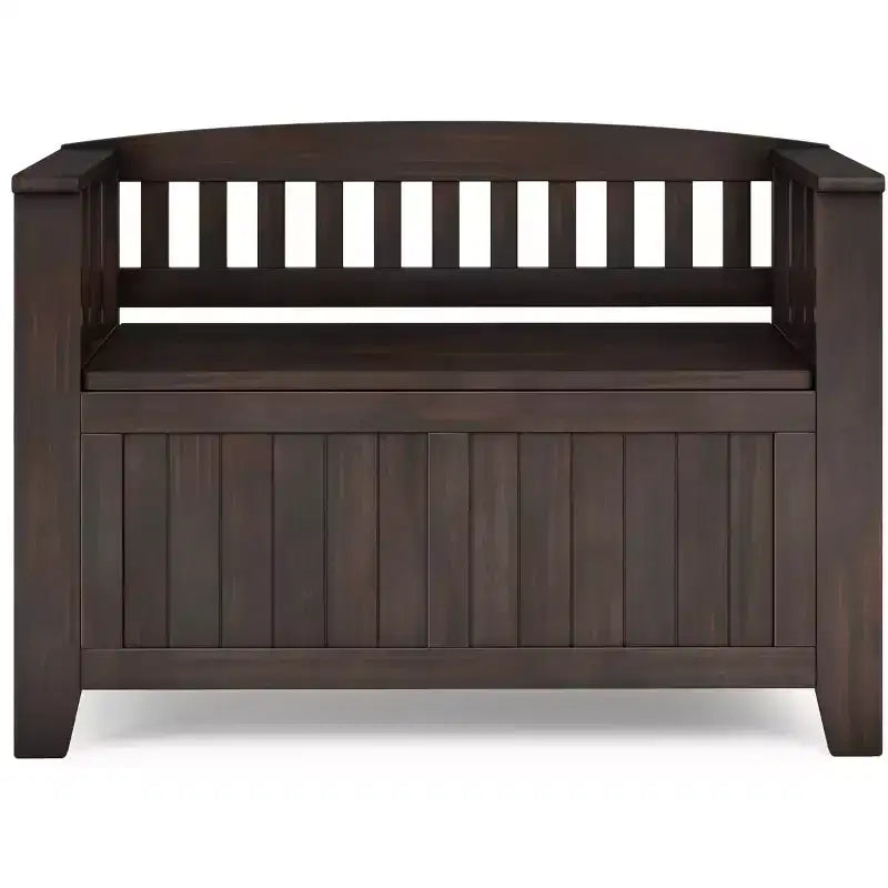 Banc de rangement transitionnel en bois massif de 91 cm de large pour petite entrée, modèle Normandy