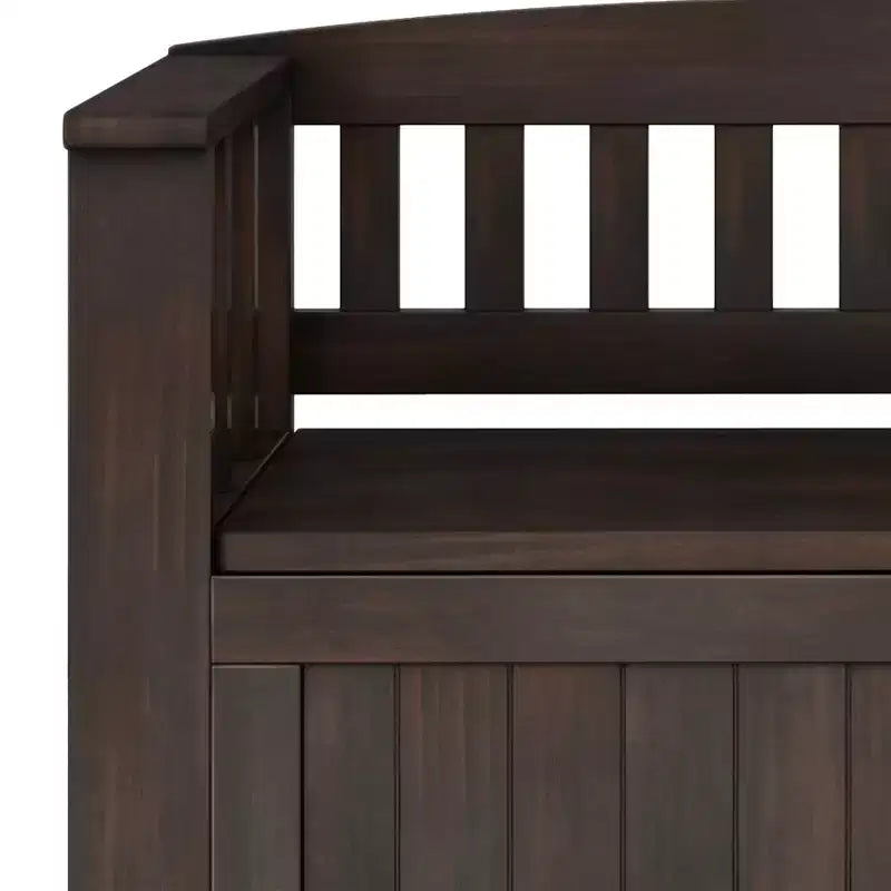 Banc de rangement transitionnel en bois massif de 91 cm de large pour petite entrée, modèle Normandy