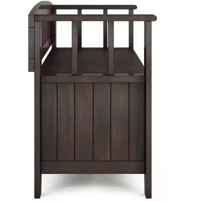Banc de rangement transitionnel en bois massif de 91 cm de large pour petite entrée, modèle Normandy
