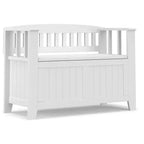 Banc de rangement transitionnel en bois massif de 91 cm de large pour petite entrée, modèle Normandy