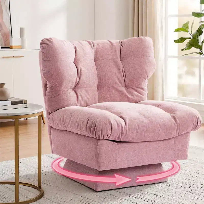 Fauteuil pivotant moderne, Fauteuil de canapé confortable avec base surdimensionnée, Siège étendu de 52,8 cm de profondeur, pour salon, chambre ou bureau