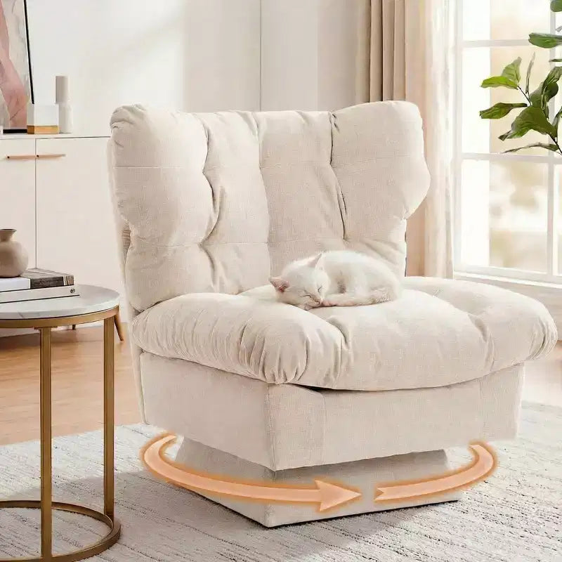Fauteuil pivotant moderne, Fauteuil de canapé confortable avec base surdimensionnée, Siège étendu de 52,8 cm de profondeur, pour salon, chambre ou bureau