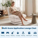 Fauteuil pivotant moderne, Fauteuil de canapé confortable avec base surdimensionnée, Siège étendu de 52,8 cm de profondeur, pour salon, chambre ou bureau