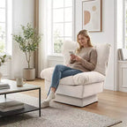 Fauteuil pivotant moderne, Fauteuil de canapé confortable avec base surdimensionnée, Siège étendu de 52,8 cm de profondeur, pour salon, chambre ou bureau