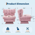 Fauteuil pivotant moderne, Fauteuil de canapé confortable avec base surdimensionnée, Siège étendu de 52,8 cm de profondeur, pour salon, chambre ou bureau