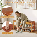 Banc à chaussures 2 niveaux Costway 40'' avec rangement à abattant et étagère à lattes pour couloir et chambre
