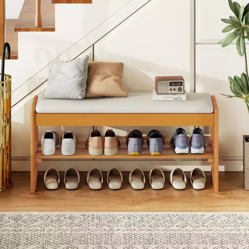 Banc à chaussures 2 niveaux Costway 40'' avec rangement à abattant et étagère à lattes pour couloir et chambre