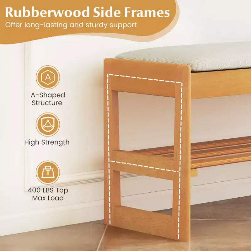 Banc à chaussures 2 niveaux Costway 40'' avec rangement à abattant et étagère à lattes pour couloir et chambre