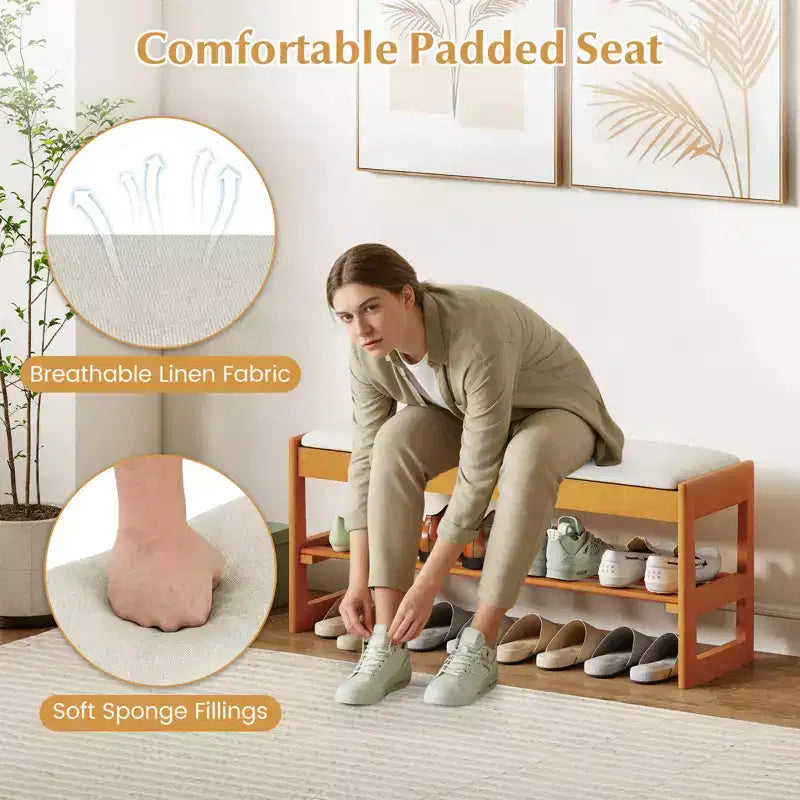 Banc à chaussures 2 niveaux Costway 40'' avec rangement à abattant et étagère à lattes pour couloir et chambre