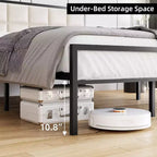 Lit King en métal capitonné avec tête de lit surpiquée, lit plateforme en similicuir avec support à lattes en acier, sommier tapissier en option, beige