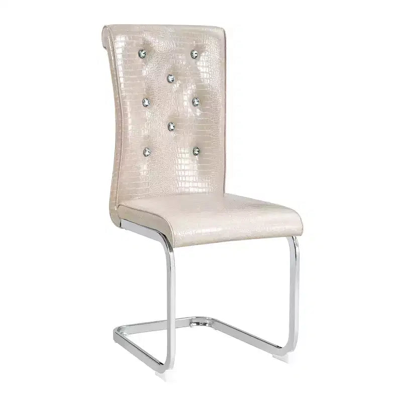 Lot de 2 chaises de salle à manger rétro en similicuir façon peau d'alligator avec détails de boucle en cristal