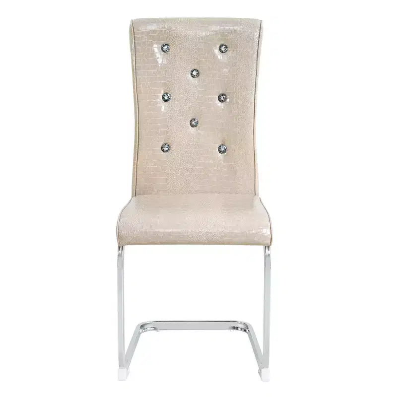 Lot de 2 chaises de salle à manger rétro en similicuir façon peau d'alligator avec détails de boucle en cristal
