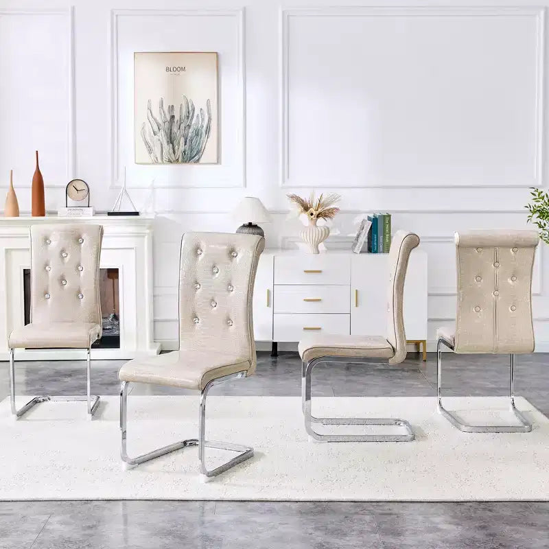 Lot de 2 chaises de salle à manger rétro en similicuir façon peau d'alligator avec détails de boucle en cristal