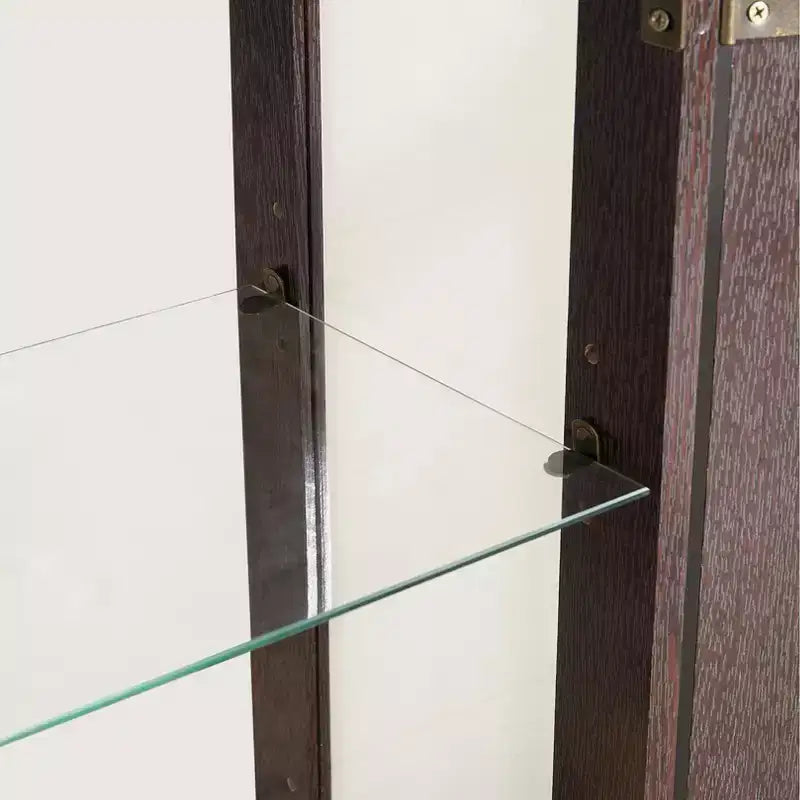 Vitrine à 2 portes avec portes en verre trempé, panneau arrière miroir, étagères réglables et éclairage pour le bureau à domicile