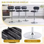 Lot de 2 tabourets de bar réglables en hauteur avec revêtement en similicuir et base chromée, avec repose-pieds pour îlot de cuisine