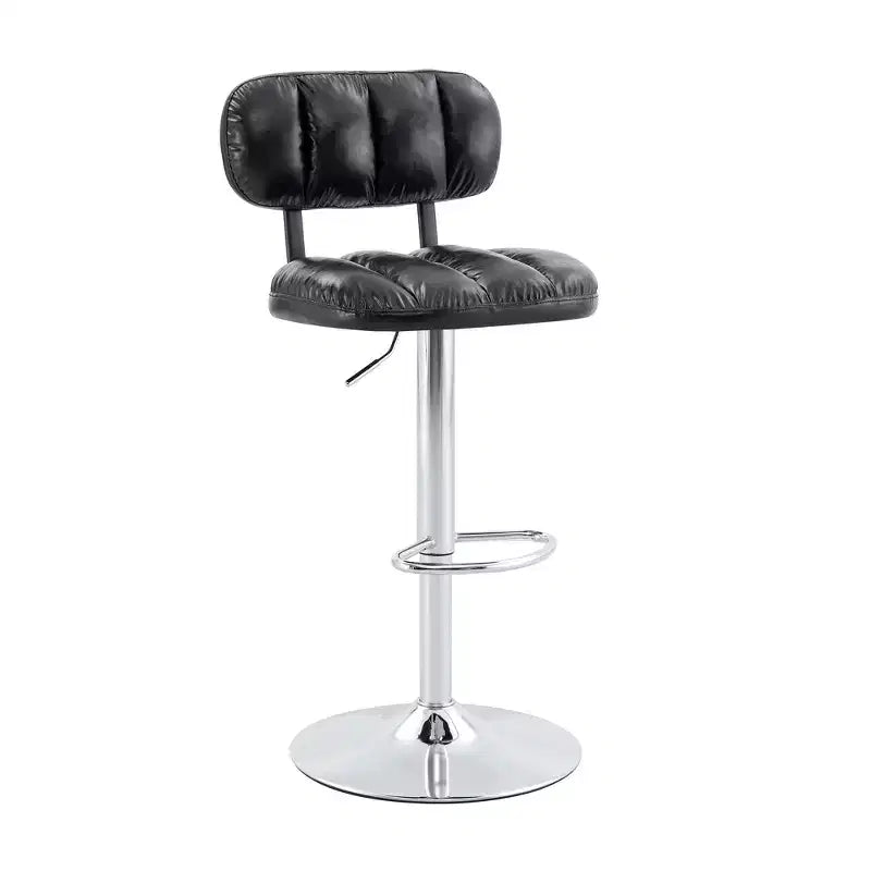 Lot de 2 tabourets de bar réglables en hauteur avec revêtement en similicuir et base chromée, avec repose-pieds pour îlot de cuisine