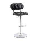 Lot de 2 tabourets de bar réglables en hauteur avec revêtement en similicuir et base chromée, avec repose-pieds pour îlot de cuisine