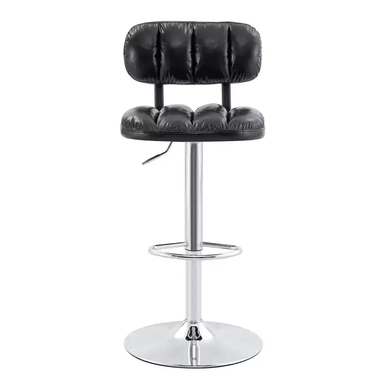 Lot de 2 tabourets de bar réglables en hauteur avec revêtement en similicuir et base chromée, avec repose-pieds pour îlot de cuisine