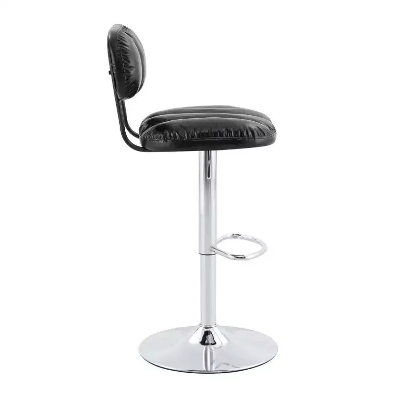 Lot de 2 tabourets de bar réglables en hauteur avec revêtement en similicuir et base chromée, avec repose-pieds pour îlot de cuisine