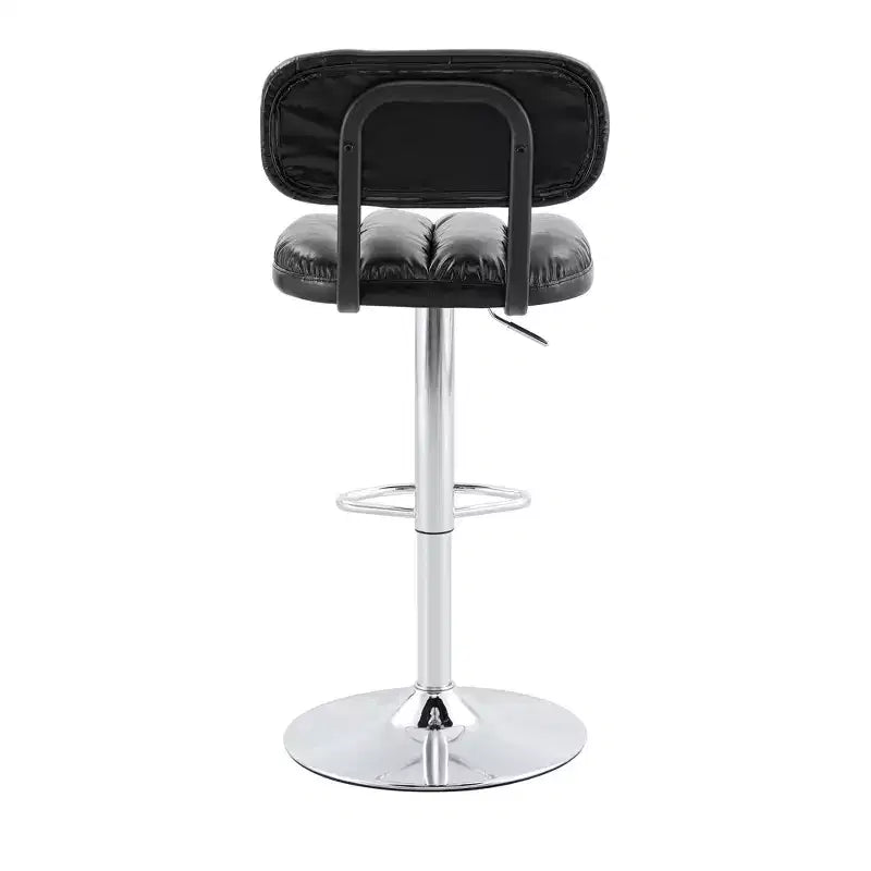 Lot de 2 tabourets de bar réglables en hauteur avec revêtement en similicuir et base chromée, avec repose-pieds pour îlot de cuisine