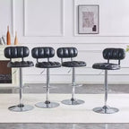 Lot de 2 tabourets de bar réglables en hauteur avec revêtement en similicuir et base chromée, avec repose-pieds pour îlot de cuisine