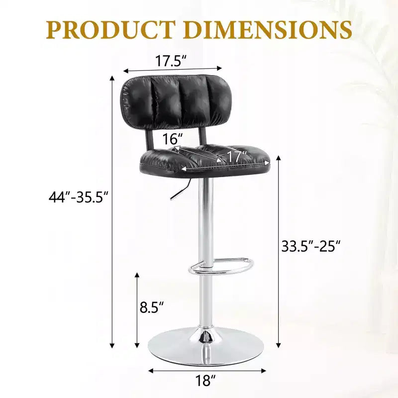 Lot de 2 tabourets de bar réglables en hauteur avec revêtement en similicuir et base chromée, avec repose-pieds pour îlot de cuisine