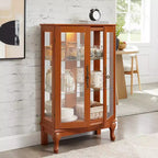 Vitrine 2 portes avec portes en verre trempé, panneau arrière miroir, étagères réglables et éclairage pour la maison