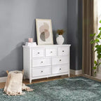 Modern 7 Drawer Dresser, Chest of Drawers with Metal Handles, for Bedroom Storage