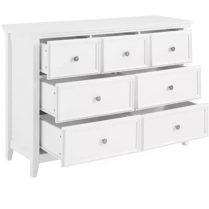 Commode moderne à 7 tiroirs, avec poignées métalliques, pour rangement de chambre à coucher