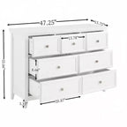 Commode moderne à 7 tiroirs, avec poignées métalliques, pour rangement de chambre à coucher