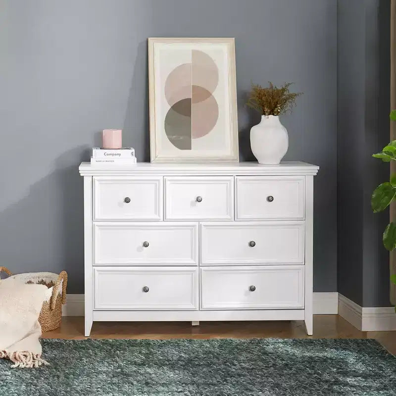 Commode moderne à 7 tiroirs, avec poignées métalliques, pour rangement de chambre à coucher