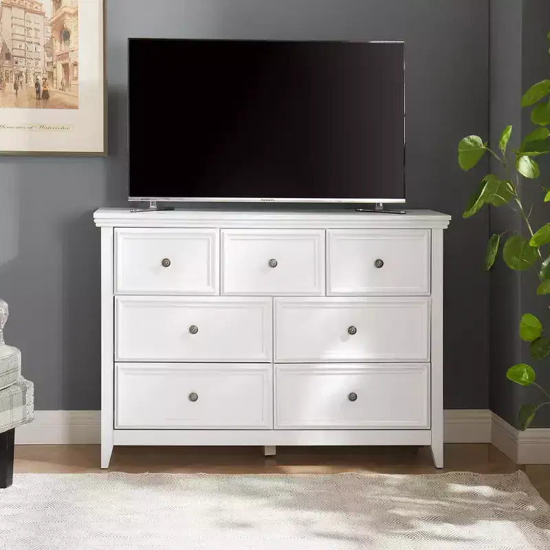 Commode moderne à 7 tiroirs, avec poignées métalliques, pour rangement de chambre à coucher
