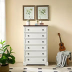 Modern 6 Drawer Dresser, Tall Chest of Drawers with Easy Pull Handle, for Bedroom or Hallway