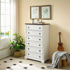 Commode moderne à 6 tiroirs, commode haute avec poignée facile à tirer, pour chambre ou couloir