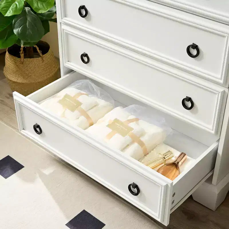 Commode moderne à 6 tiroirs, commode haute avec poignée facile à tirer, pour chambre ou couloir