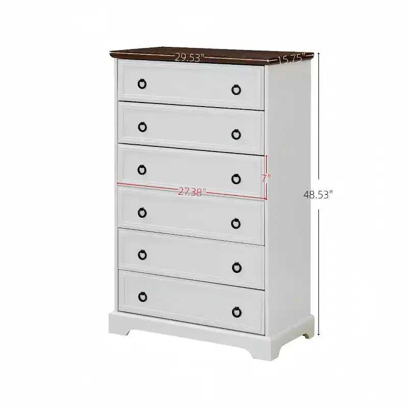 Commode moderne à 6 tiroirs, commode haute avec poignée facile à tirer, pour chambre ou couloir