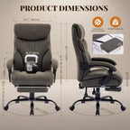 Fauteuil de bureau, fauteuil de direction grande taille 225 kg avec repose-pieds, fauteuil de jeu inclinable en cuir 90-155 degrés